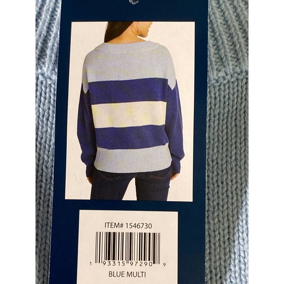 Lucky Brand Women’s Colorblock Knit Sweater Soft Hand Feel Blue Striped XL NWT - Picture 9 of 9